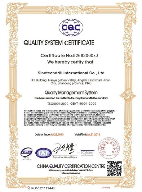 China Sinotechdrill International Co., Ltd Certification